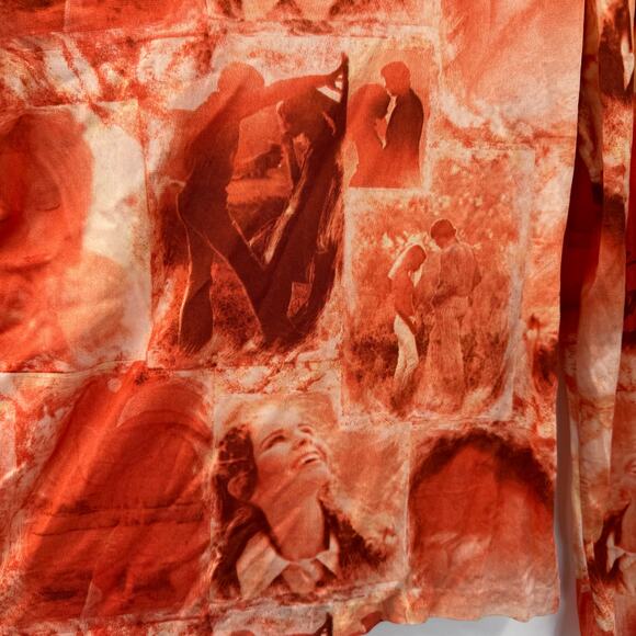 Y2K 2000s orange mesh see through long sleeve shirt - Picture 8 of 8